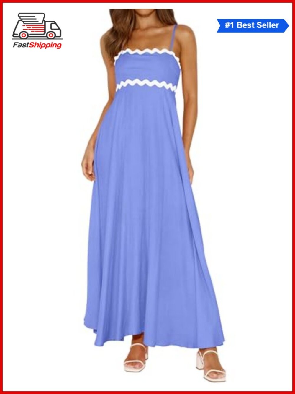 ✨PRETTYGARDEN Spaghetti Strap Boho Maxi Dress Smocked Backless Flowy